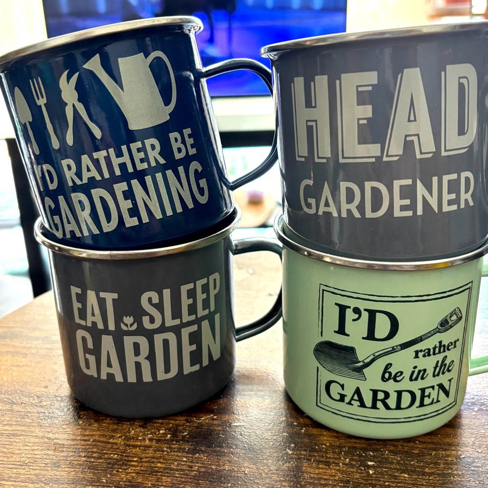 4 Gardener Themed Camping Mugs